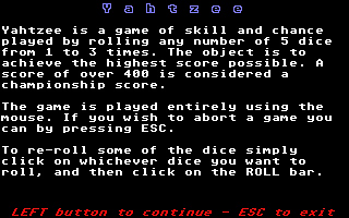 Yahtzee atari screenshot